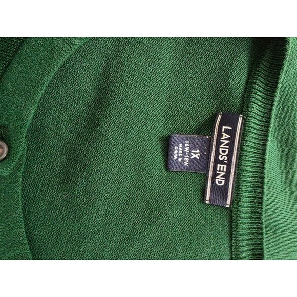 Lands End Womens Plus Size 1X Green Button-Up Cardigan Sweater - Picture 4 of 8